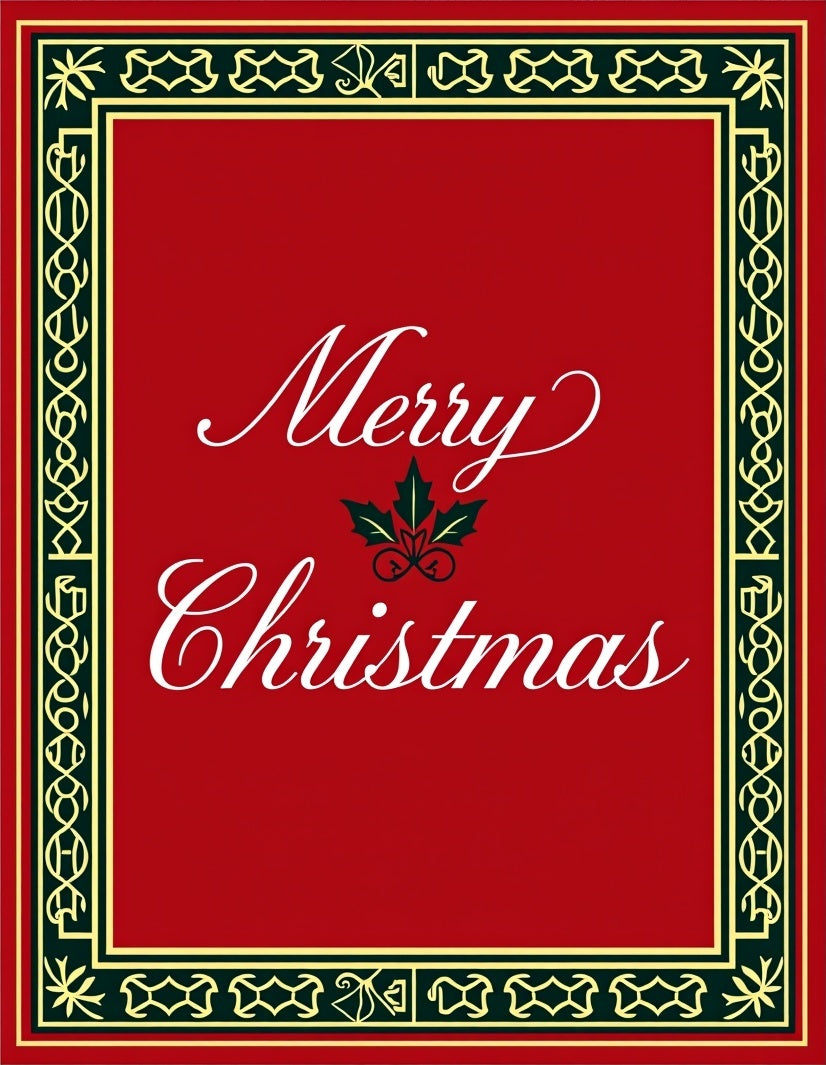 Red Festive Holly Border Rug