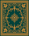 Golden Swirls on Deep Emerald Canvas Rug