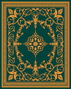 Golden Swirls on Deep Emerald Canvas Rug