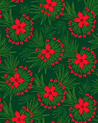Red Crimson Wreath Floral Greenery Rug