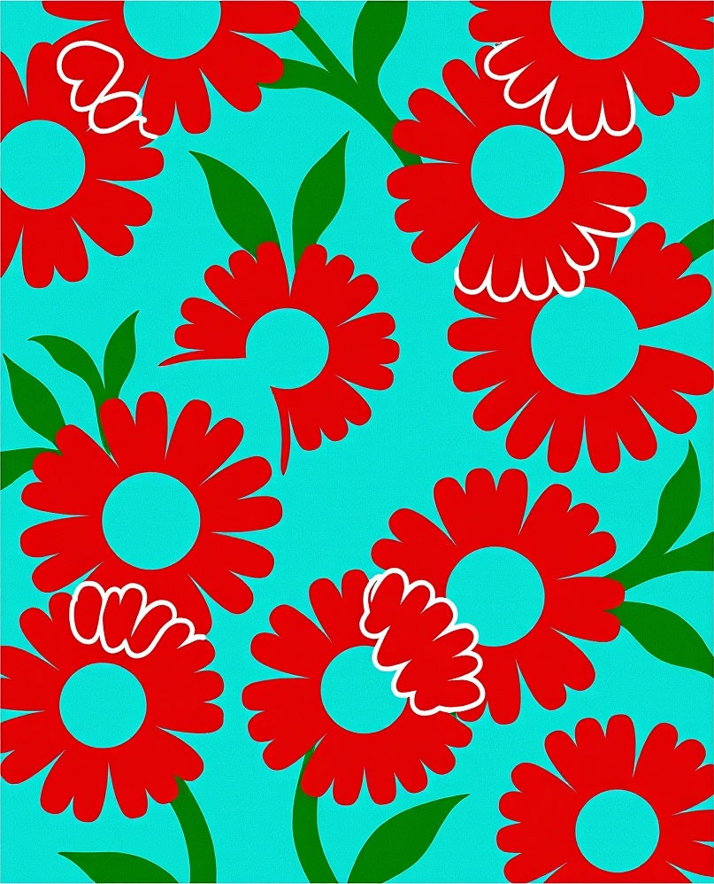 Retro Red Flower Garden Rug