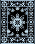 Icy Blue Snowflake Mandala Border Rug