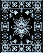 Icy Blue Snowflake Mandala Border Rug