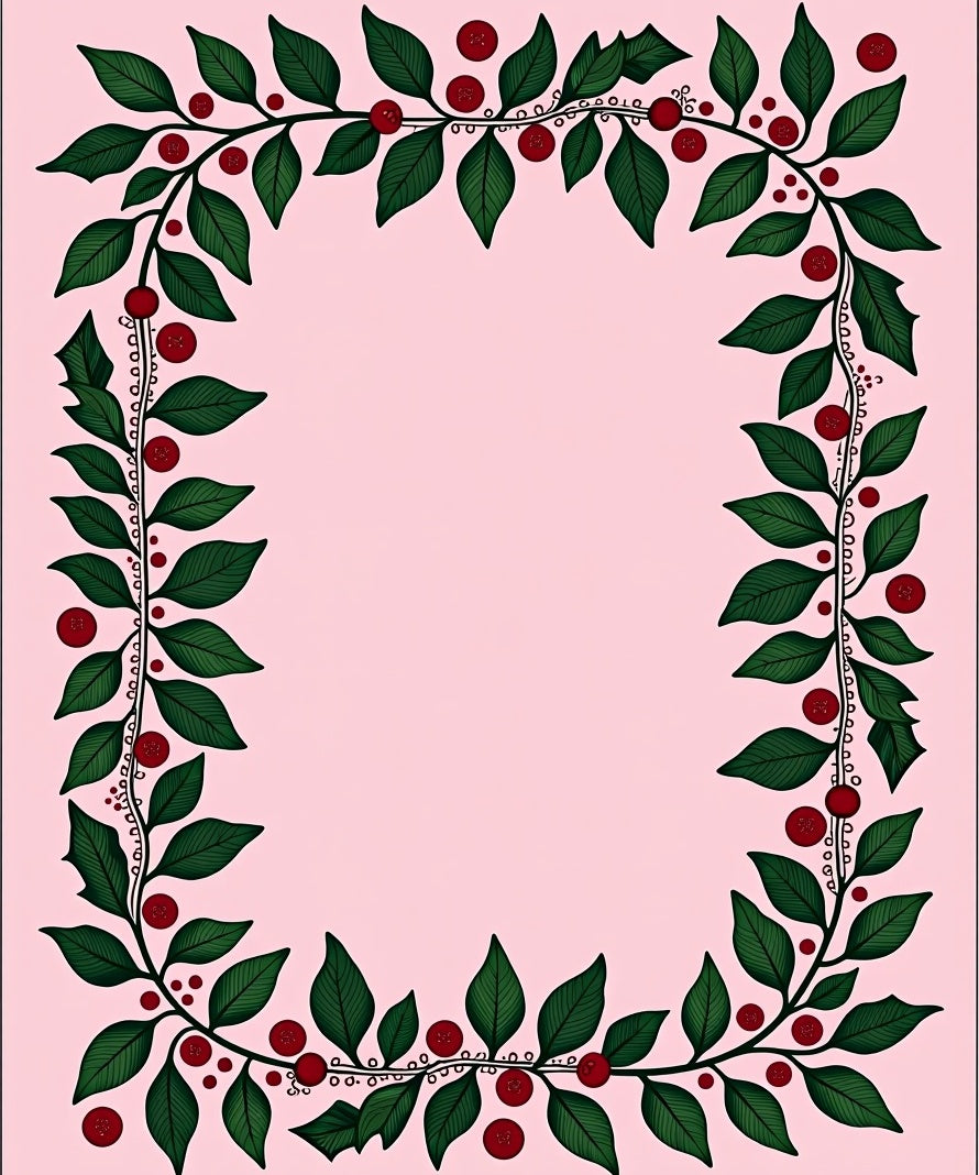 Evergreen Berry Vine Border Rug