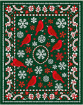 Red Cardinal Winter Snowflake Folk Art Rug