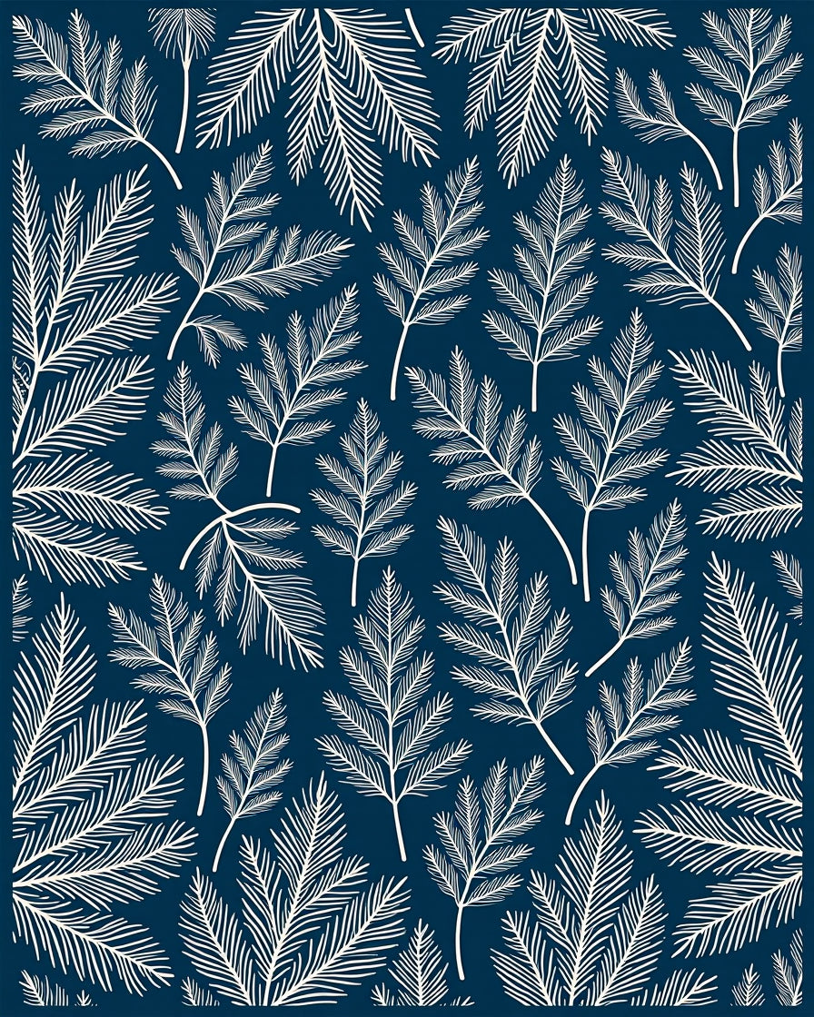 White Pine Needle Foliage Navy Rug