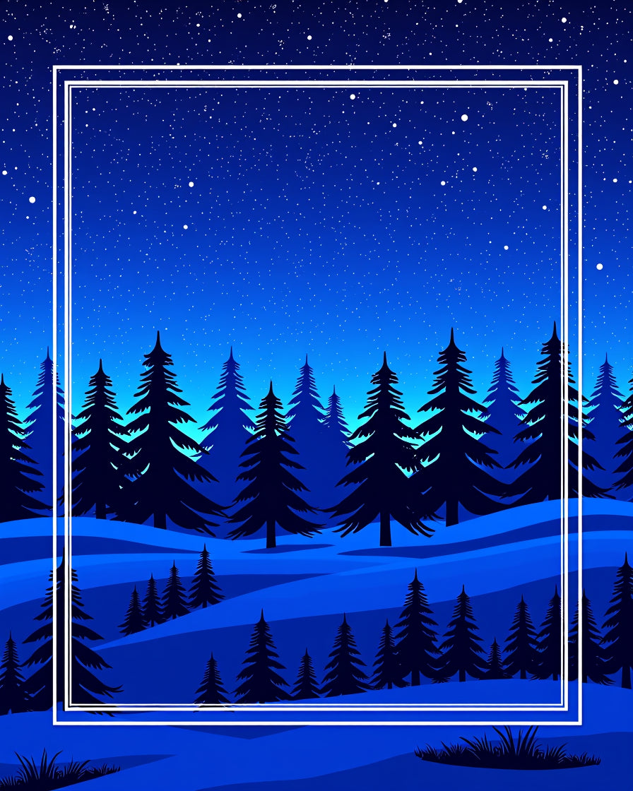 Midnight Forest Starry Night Scene Rug