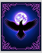 Mystical Raven Under Purple Moon Rug