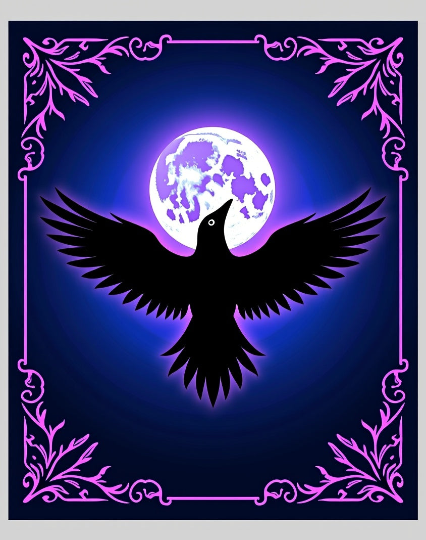 Mystical Raven Under Purple Moon Rug