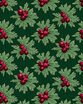 Deep Green Berry Sprig Cluster Rug