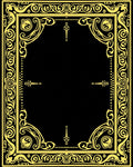 Ornate Yellow Black Baroque Frame Rug