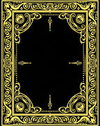 Ornate Yellow Black Baroque Frame Rug