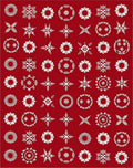 White Snowflake Medallion Collection Red Rug