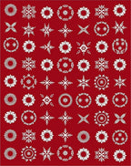 White Snowflake Medallion Collection Red Rug