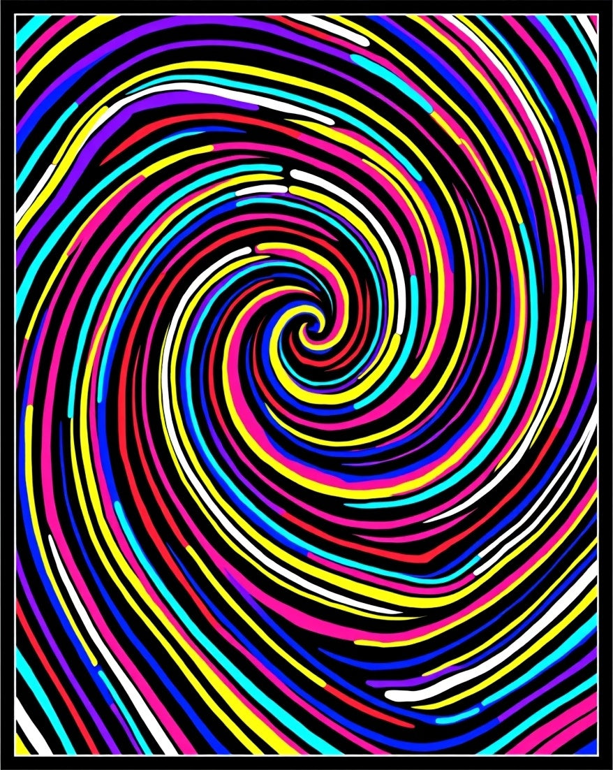 Vibrant Swirl Rainbow Ribbons Rug