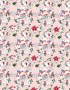 Whimsical Pink Floral Line Art Rug