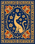 Golden Feline Floral Medallion Rug
