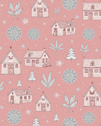 Pink Cottage Winter Village Collection Rug