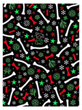 Festive Red Green Bone Snowflakes Repeat Rug