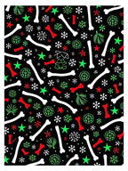 Festive Red Green Bone Snowflakes Repeat Rug