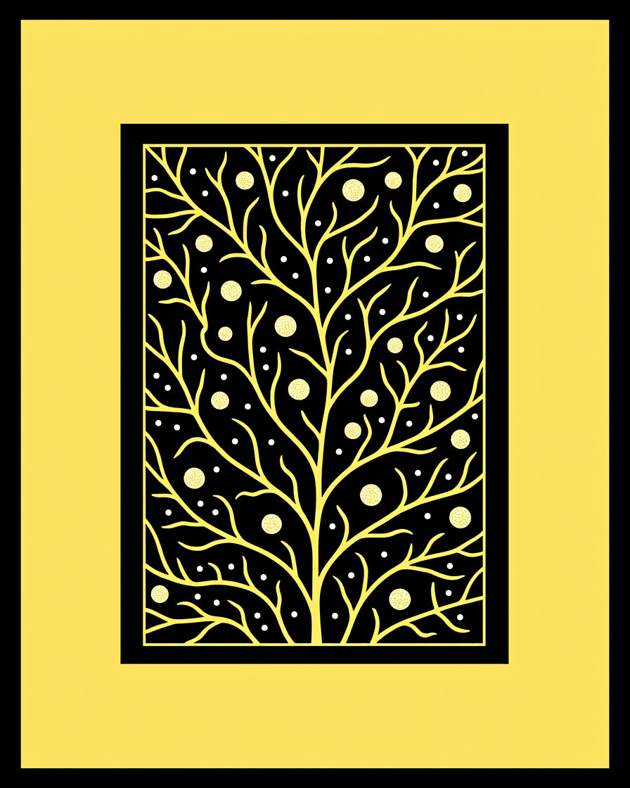 Golden Tree With White Dots Rug