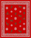 Red Snowflake Holly Festive Border Rug