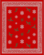 Red Snowflake Holly Festive Border Rug