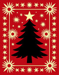 Crimson Festive Star Tree Rug