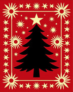 Crimson Festive Star Tree Rug