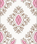 Delicate Pink Diamond Floral Outline Rug
