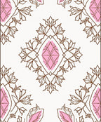 Delicate Pink Diamond Floral Outline Rug