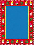 Red Gnome Holly Snowflake Border Rug