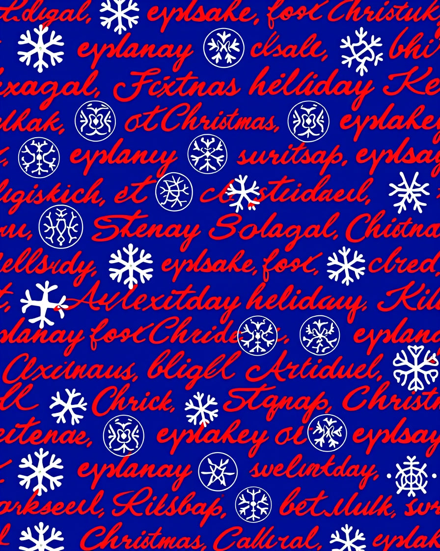 Red Script Snowflakes Christmas Rug