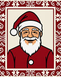 Festive Red Santa Portrait Border Rug