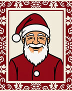 Festive Red Santa Portrait Border Rug