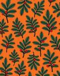 Green Pine Branch Red Berry Orange Rug