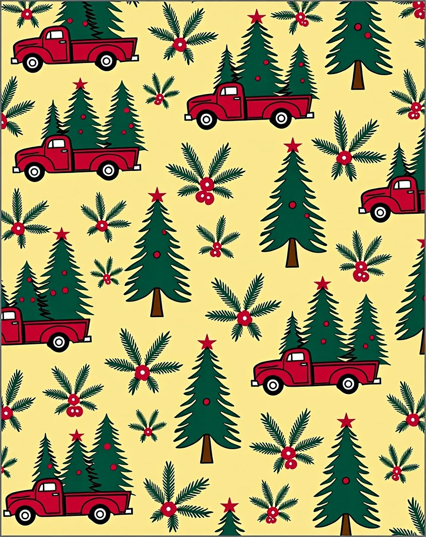 Red Truck Christmas Tree Garland Rug