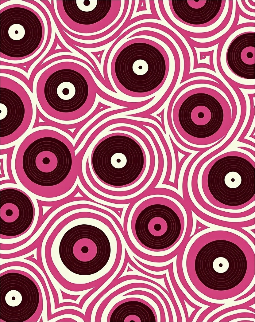 Retro Pink Vinyl Circles Rug