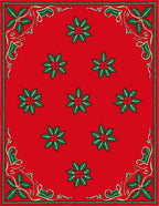 Vibrant Christmas Poinsettia Border Rug