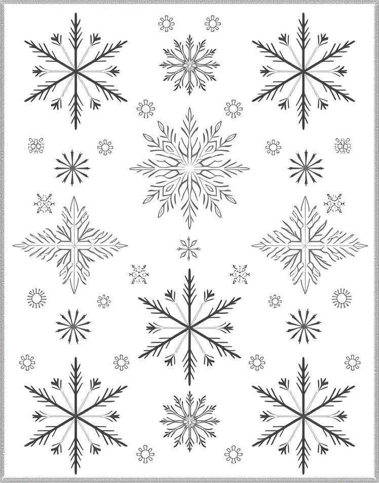 Winter Snowflakes Black White Arrangement Rug