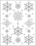 Winter Snowflakes Black White Arrangement Rug