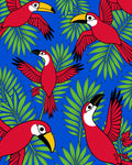 Tropical Red Toucans and Green Foliage Rug