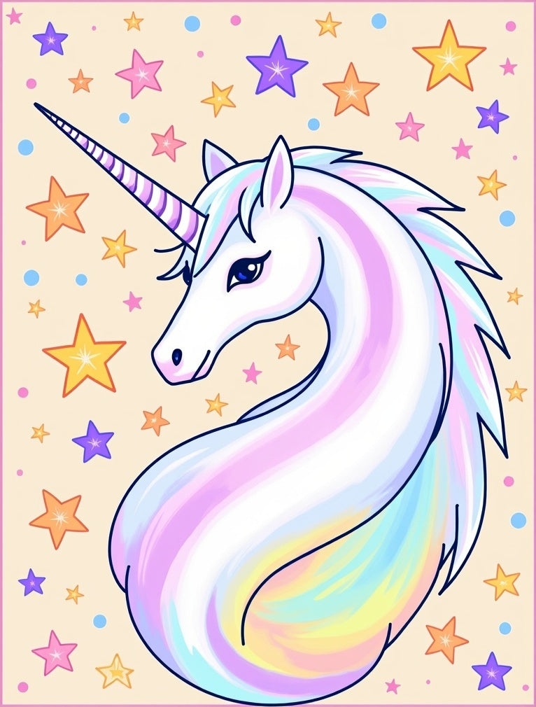 Pastel Unicorn Stars Swirl Rug