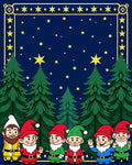 Whimsical Gnome Forest Christmas Night Rug