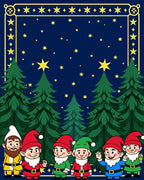 Whimsical Gnome Forest Christmas Night Rug