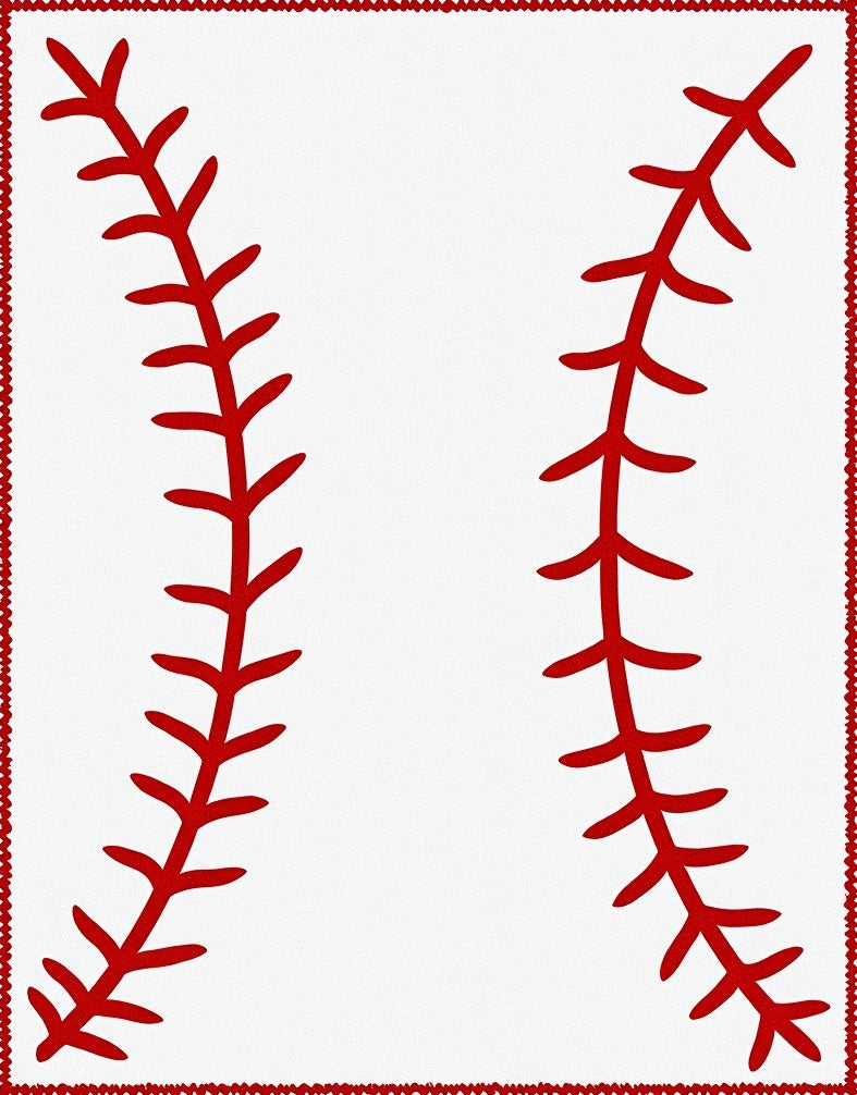 Red Baseball Stitch Border Rug
