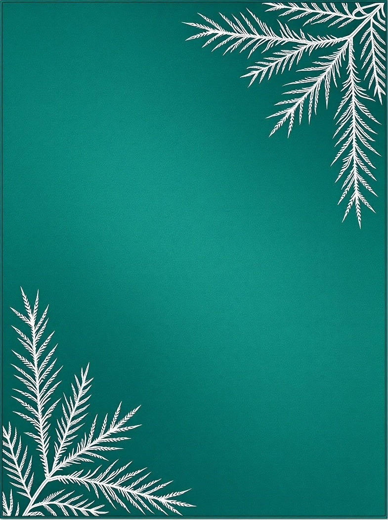 White Fern Sprigs Teal Rug