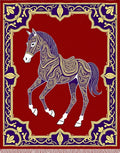 Crimson Horse With Purple Gold Trim Rug