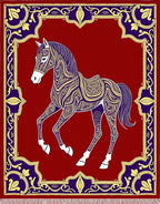 Crimson Horse With Purple Gold Trim Rug