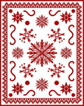 Red Snowflake Bordered Abstract Snowflakes Rug